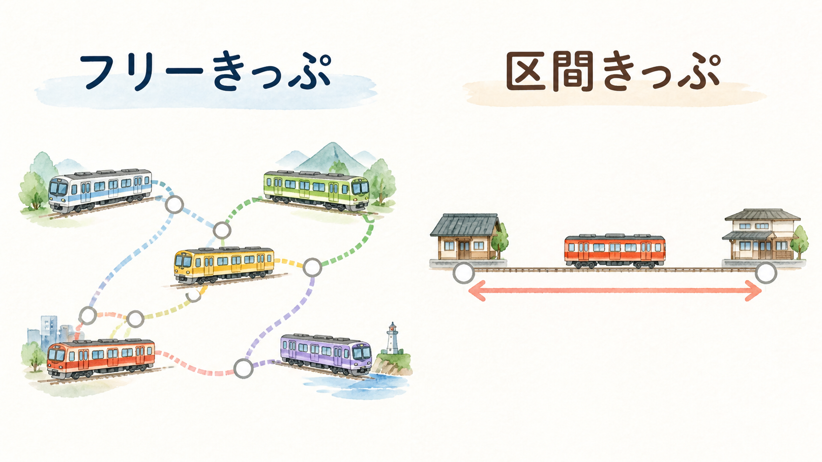 四国電車旅でフリーきっぷと区間きっぷを選ぶ比較図解